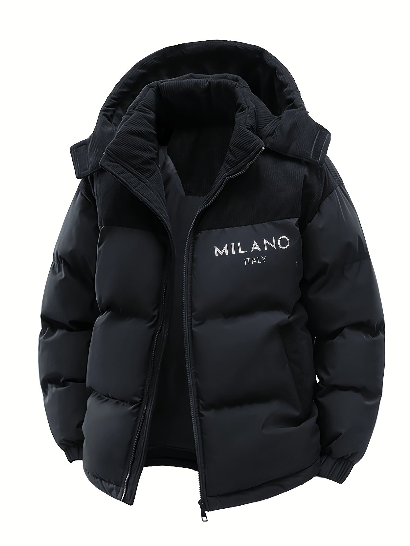 Steppjacke mit Kapuze für Herren, Zweifarbig, Khaki-Beige