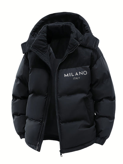 Steppjacke mit Kapuze für Herren, Zweifarbig, Khaki-Beige