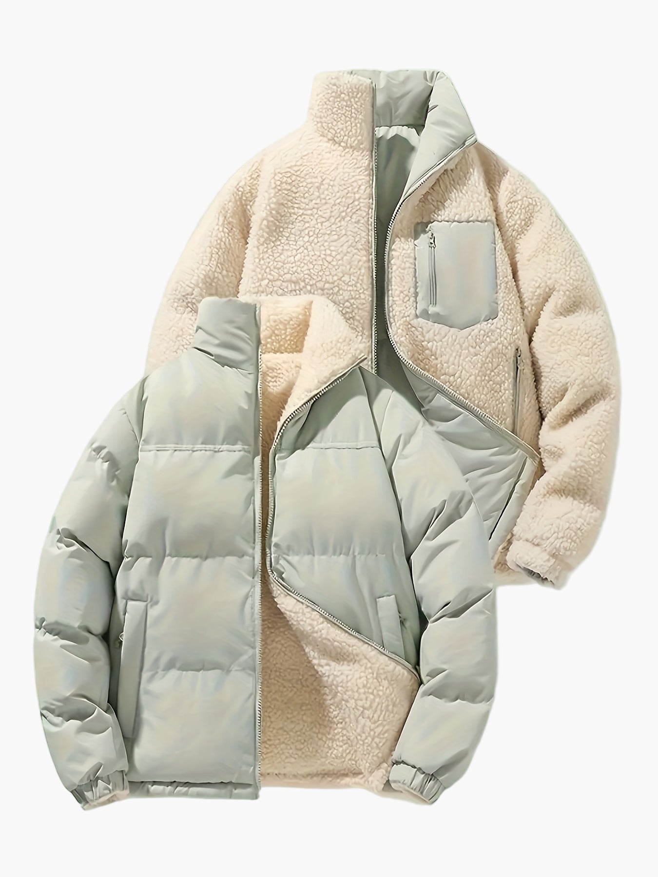 Veste polaire réversible pour homme style décontracté pour l'automne et l'hiver – Veste outdoor polyvalente pour les loisirs