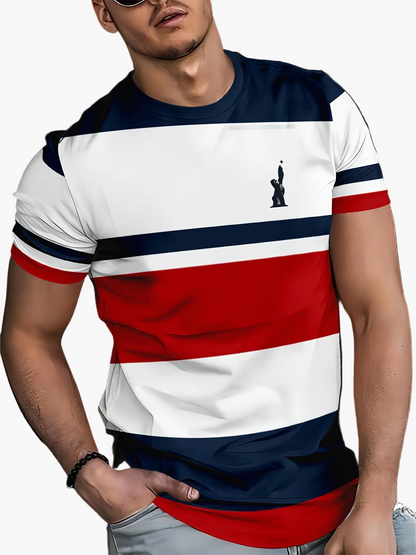 Herren Freizeit T-Shirt mit Streifen und modernem Print – Perfekt für Alltag und sportliche Aktivitäten
