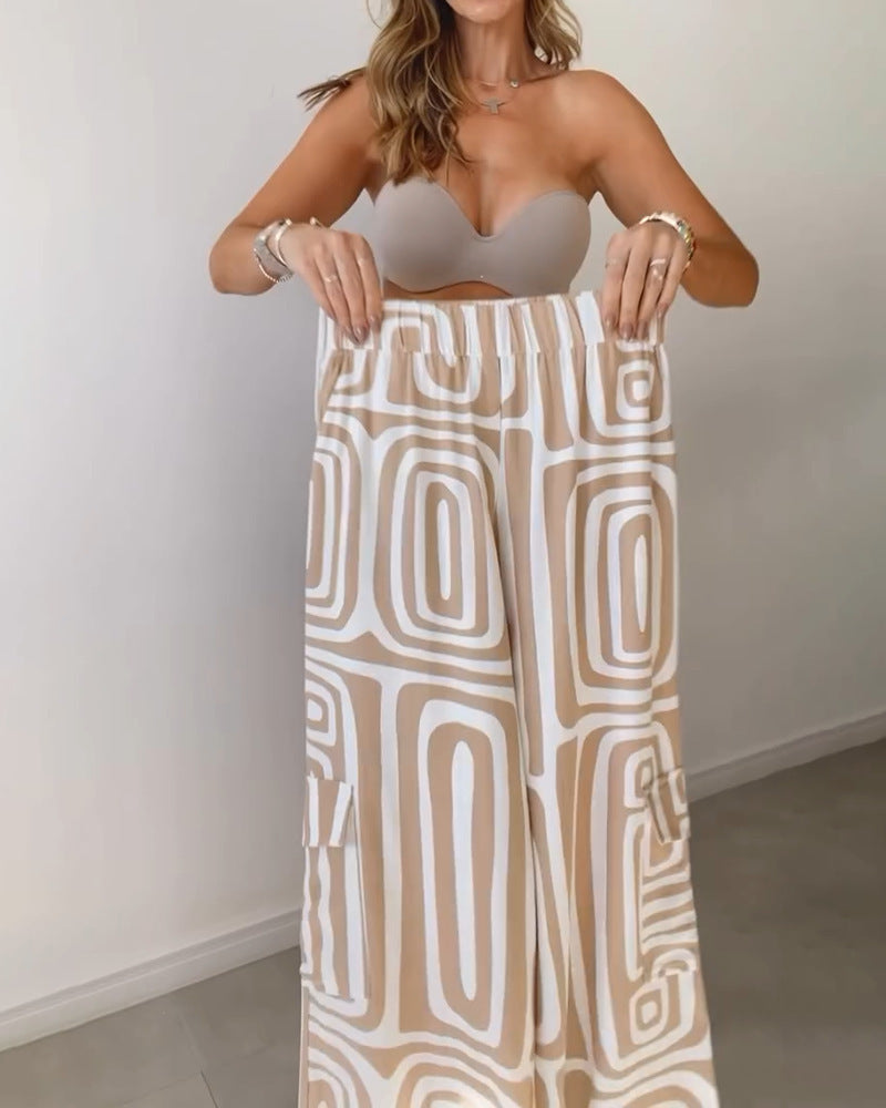 Shannon – Costume décontracté pour femme avec chemise à manches longues à col revers et pantalon à jambes larges