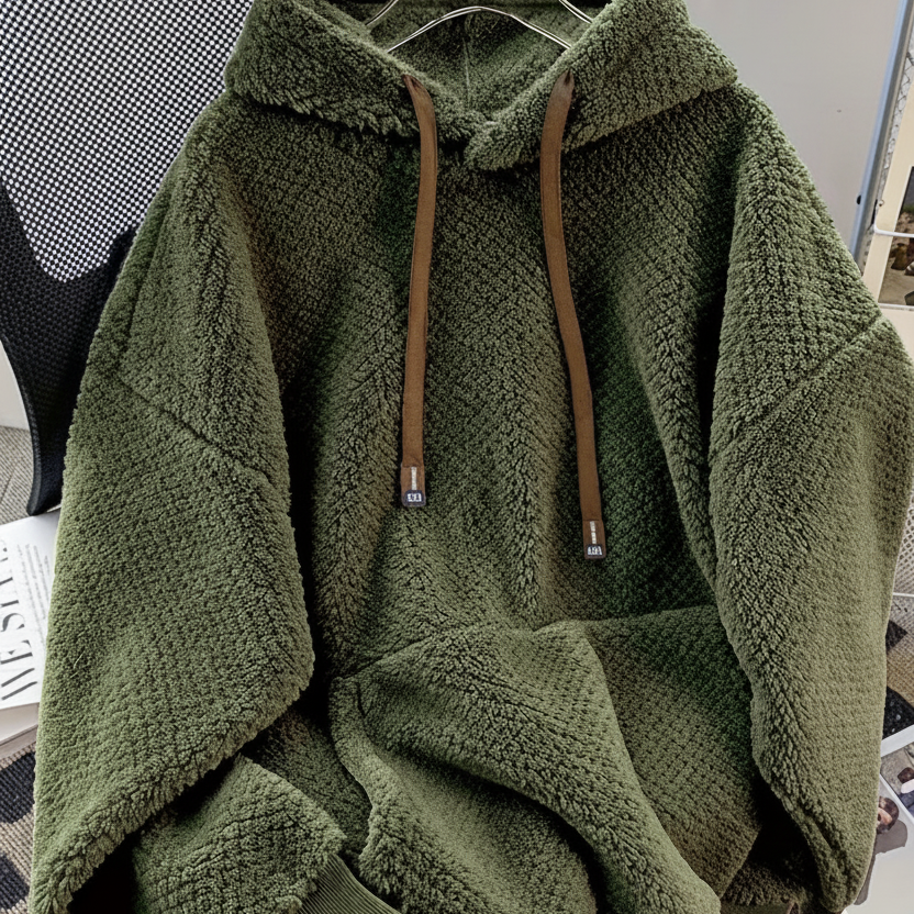 Unisex Teddy-Fleece Kapuzenpullover – Kuscheliger Hoodie mit Kängurutasche und Kordelzug