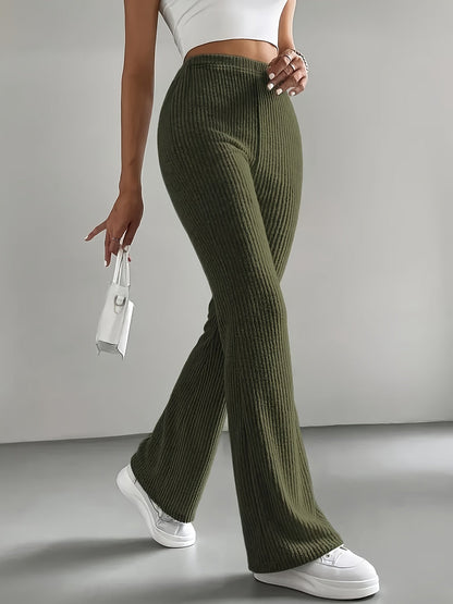 Gerippte Hose Damen High Waist Schlaghose