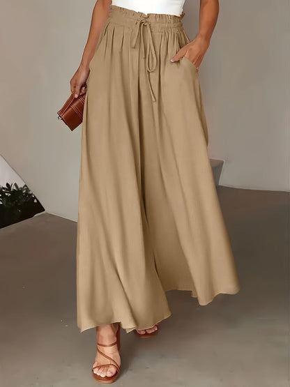 Damen Palazzo-Hose mit weitem Bein und Paperbag-Bund – Elegante High-Waist Hose für stilvolle Outfits