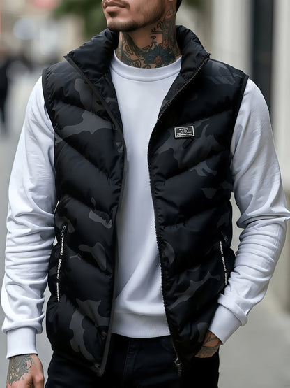 Gilet trapuntato mimetico da uomo con collo alto – gilet imbottito da outdoor