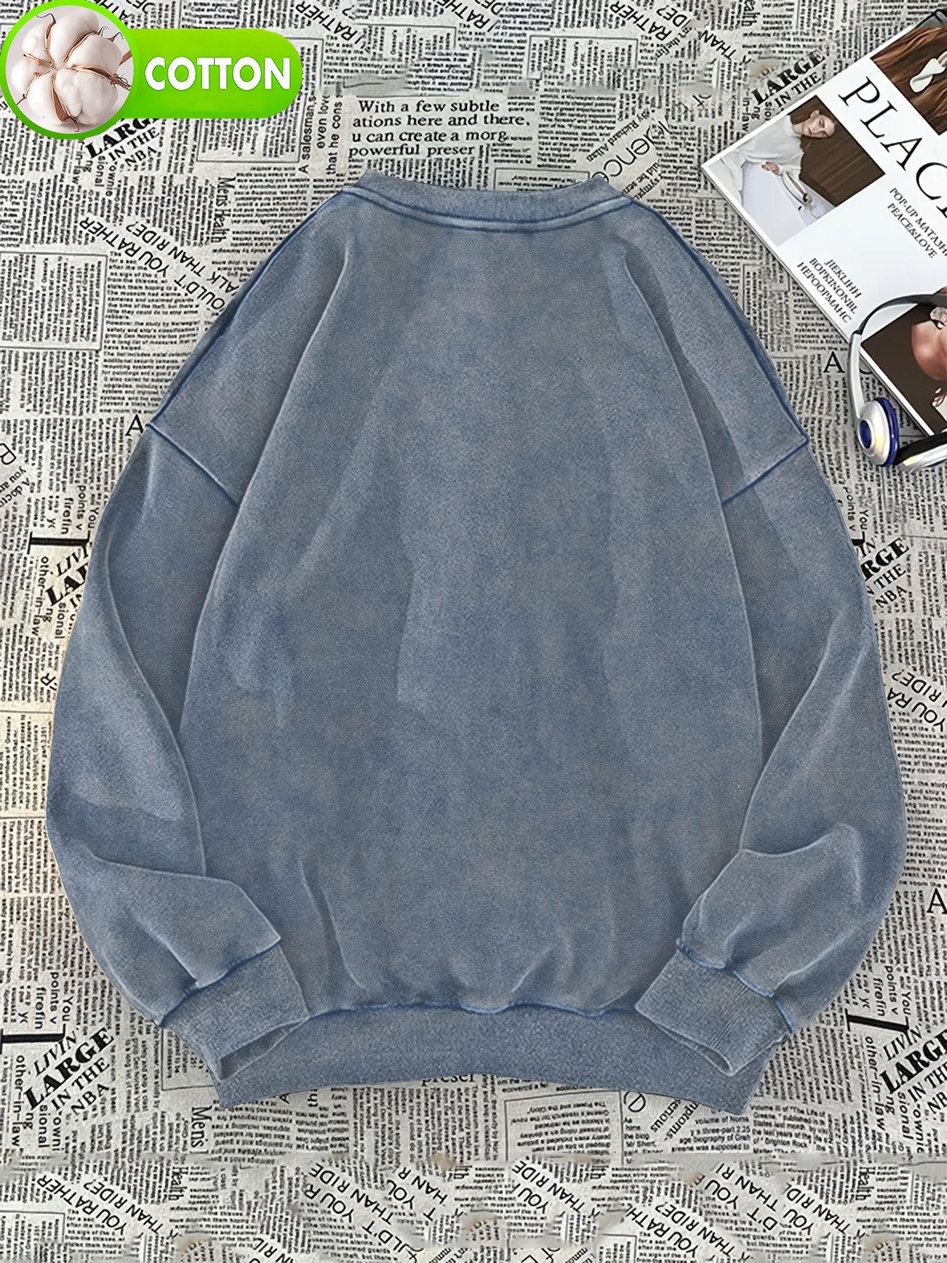 Felpa unisex con stampa di gatti e sushi, pullover girocollo dall’aspetto vintage
