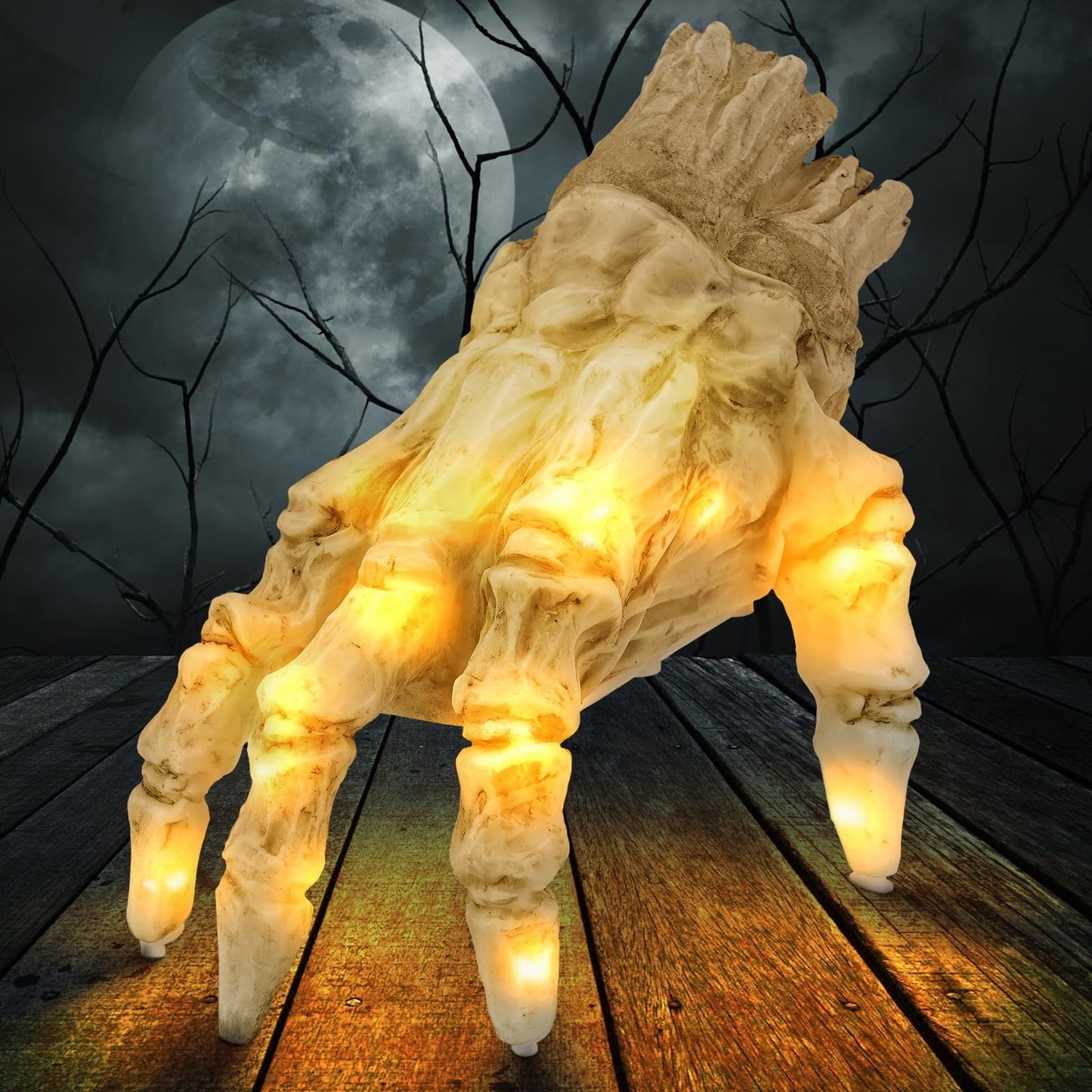 Main de zombie électrique lumineuse déco Halloween – Main mobile effrayante pour fête et maison hantée