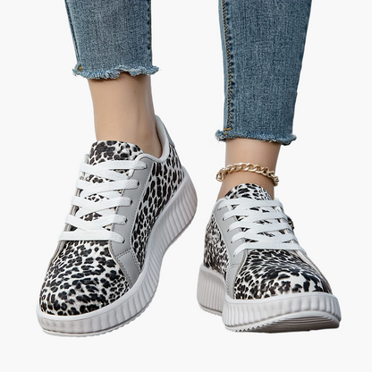 Zapatillas de mujer con estampado de leopardo y suela plataforma – Calzado casual de moda para el día a día y estilo urbano