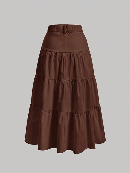 Damen Maxirock mit hoher Taille und Stufen-Design – Eleganter Freizeitrock für Frühling und Sommer