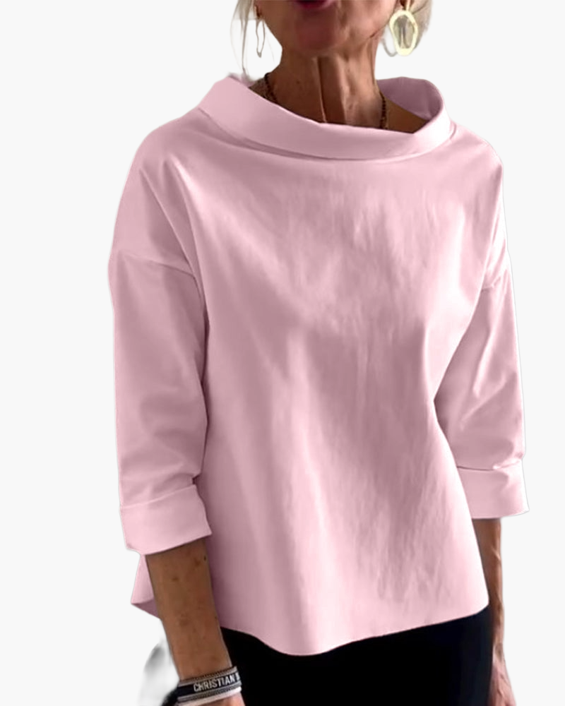 Damen Oberteil Modern Elegant mit Stehkragen – Vielseitiges Top für Alltag und Büro