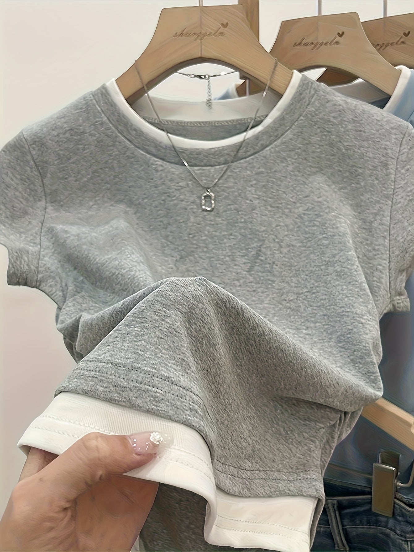 Dame Moderne Kortærmet Lag-på-lag Shirt til Casual & Street Style