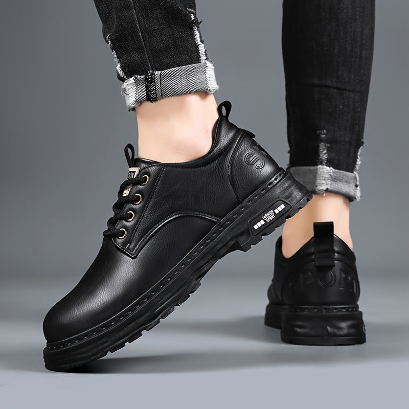 Herren Schnürschuh Casual mit Profilsohle Schwarz