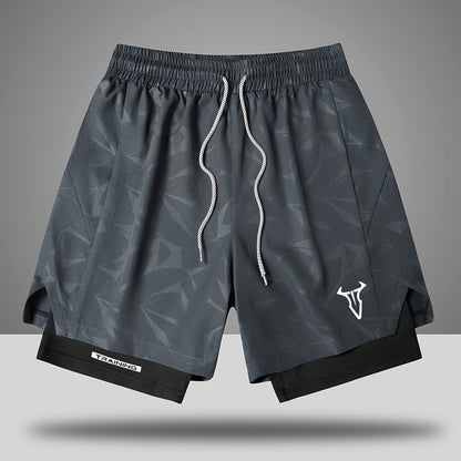 Pantaloncini da allenamento uomo fitness sport taglio regolare con coulisse e tasche laterali