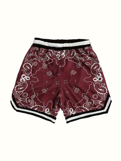 Herren Streetwear Basketball-Shorts mit Paisley-Print und sportlichem Design