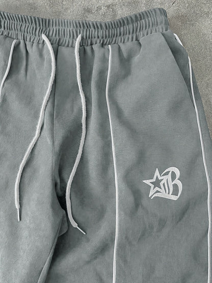 Tuta da ginnastica unisex con giacca con cerniera e pantaloni, bande a contrasto, applicazione con logo