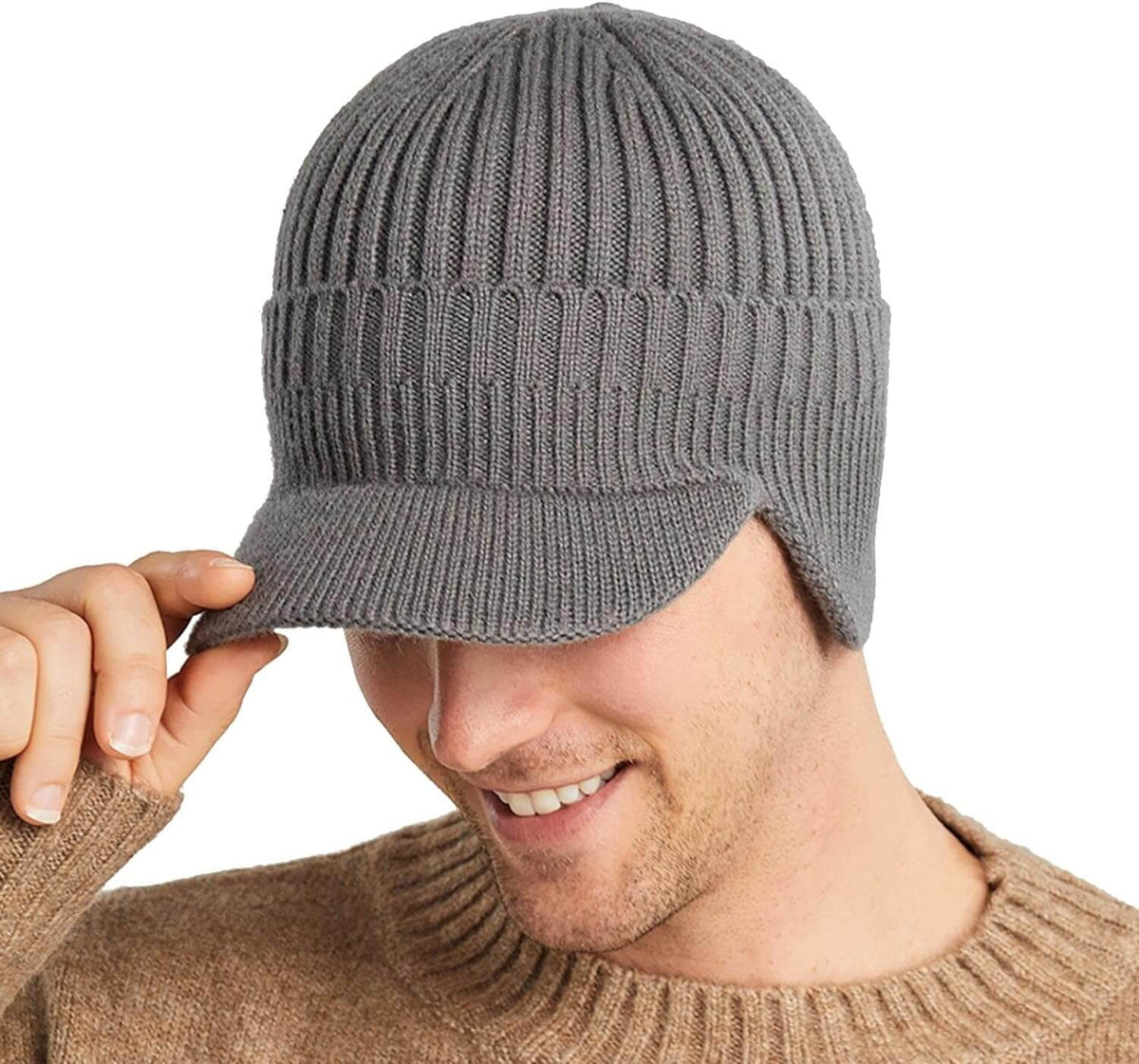 Gebreide muts voor heren met oorflappen