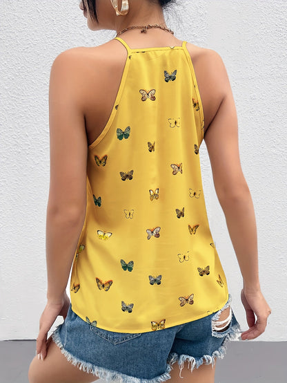 Dame singlet med sommerfuglmønster – Elegant sommertopp for fritid og hverdag