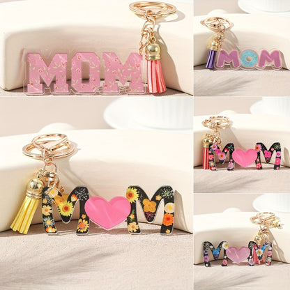 Porte-clés pour femmes – Cadeau de fête des mères à la mode, anneau porte-clés avec cœur et motif floral, accessoire élégant