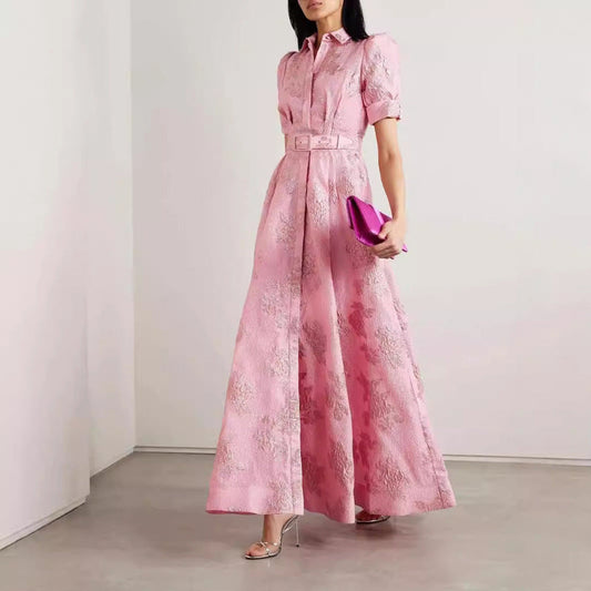 Damen Elegantes A-Linien Maxikleid mit Gürtel für festliche Anlässe und gesellschaftlichen Auftritt