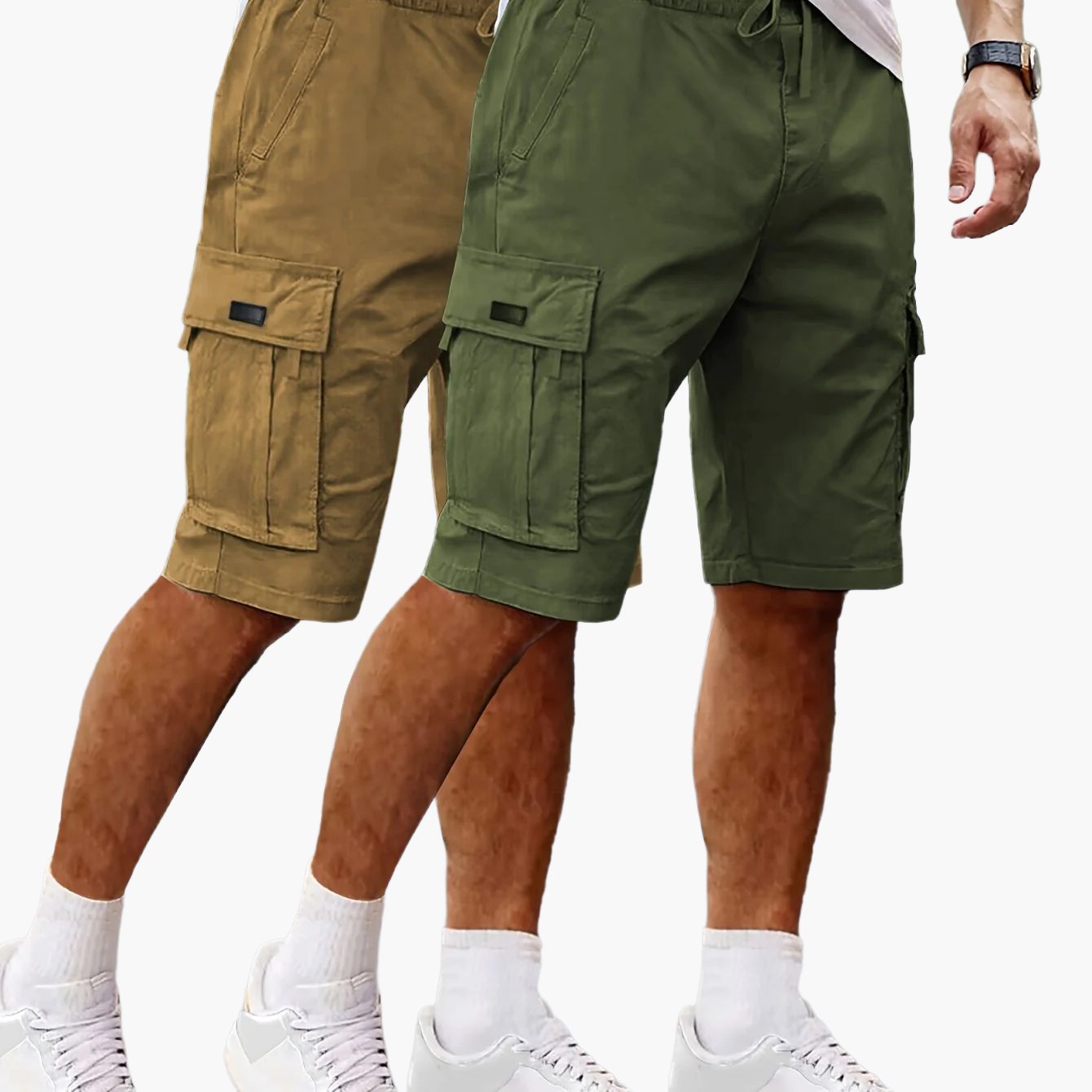 Heren Cargo Shorts 2-pack – Vrije tijd & Outdoor, Comfortabele cargoshorts met zakken, Regular Fit