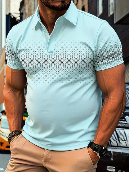 Polo da uomo con stampa geometrica moderna – Maglia casual elegante per tutti i giorni e l’estate