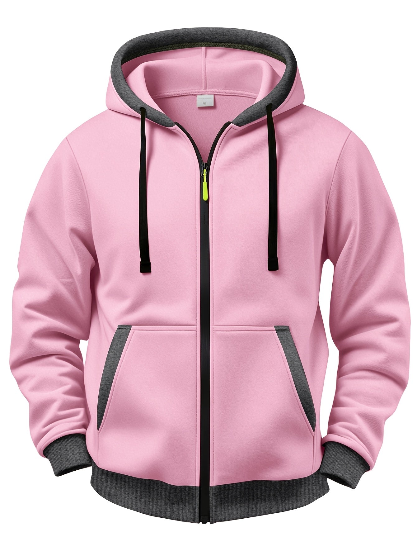 Unisex-hættetrøje med lynlås, pink og grå