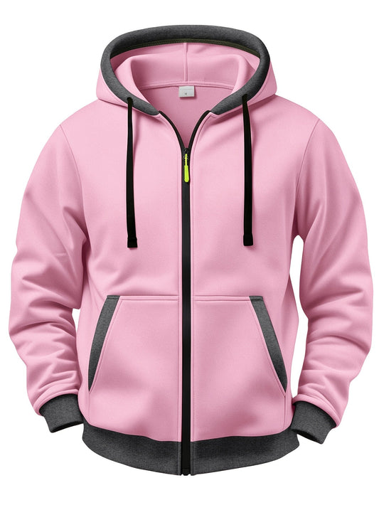 Unisex Kapuzenjacke mit Reißverschluss, Pink Grau