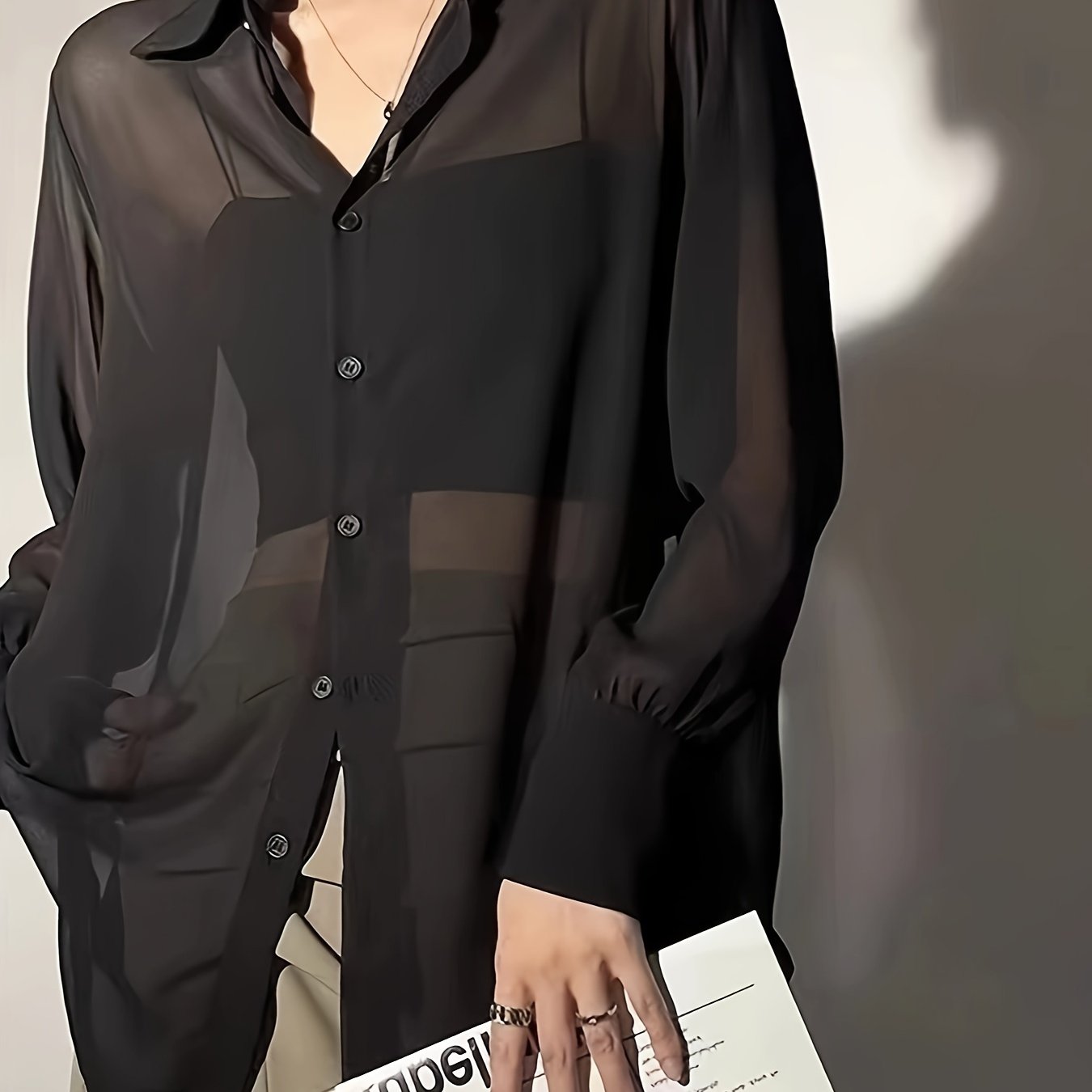 Dames transparant losvallend blouse-shirt voor elegante vrijetijds- en kantoorlooks
