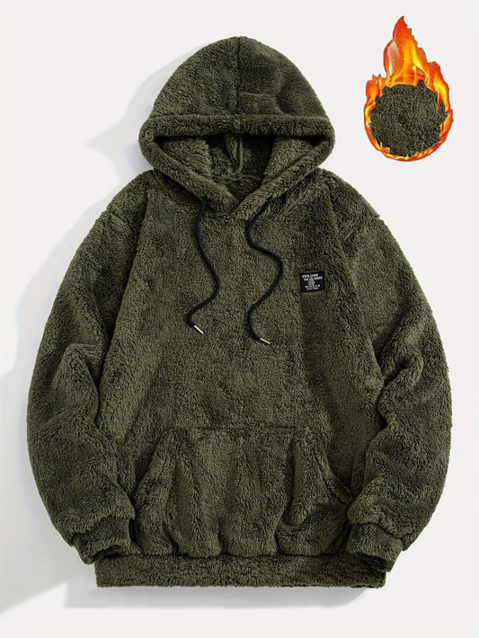 Teddyfleece-hoodie met kangoeroezak en trekkoord