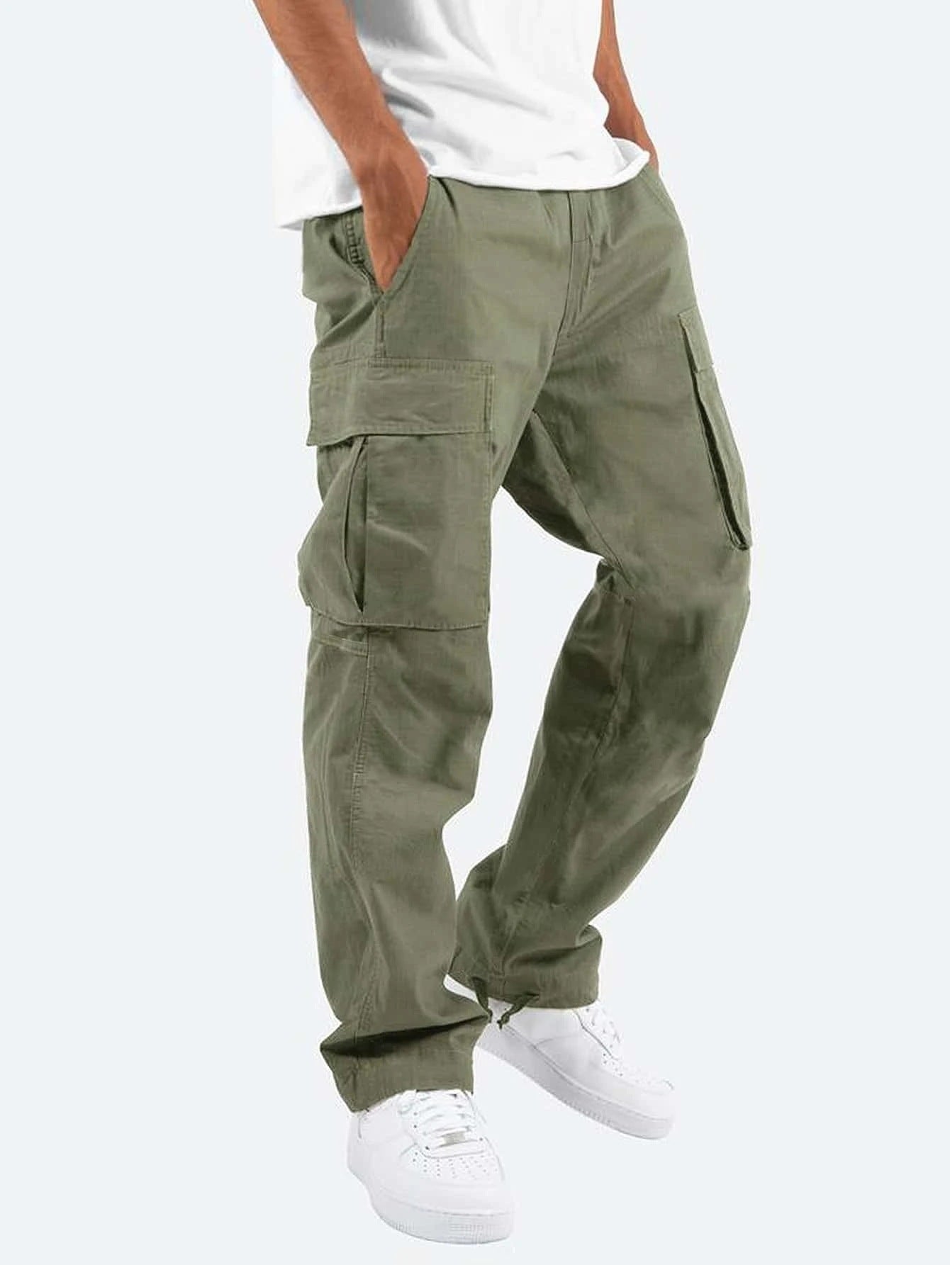 Pantalon cargo pour homme style streetwear – Pantalon décontracté confortable à coupe droite avec grandes poches