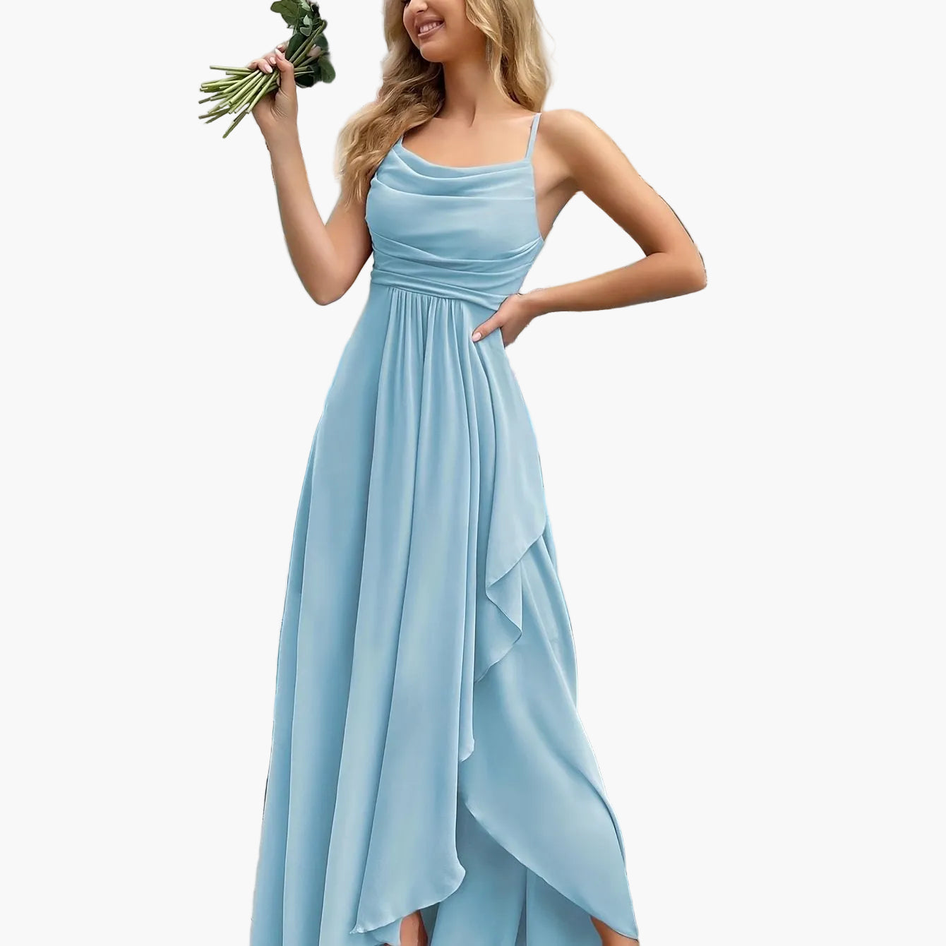 Vestido de noche elegante para mujer, corte ajustado y acampanado con tirantes finos – Perfecto para ocasiones festivas y bodas