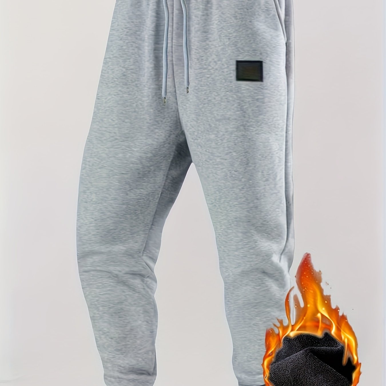 Herren Warme Jogginghose mit Fleecefutter, Kordelzug, Schwarz