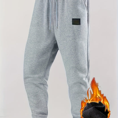 Herren Warme Jogginghose mit Fleecefutter, Kordelzug, Schwarz