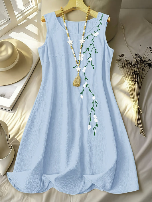 Robe d'été femme avec broderie – Robe décontractée élégante pour le quotidien et les vacances