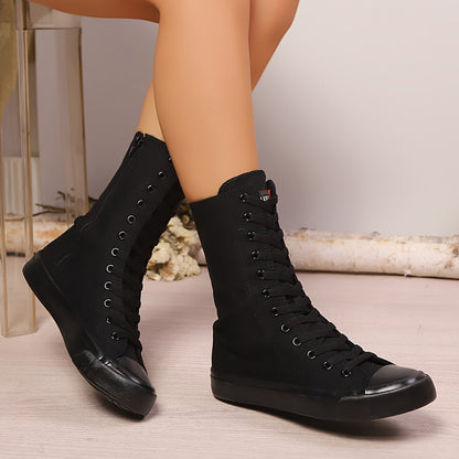 Damen Mid-Calf Schnür-Sneaker mit Reißverschluss Weiß