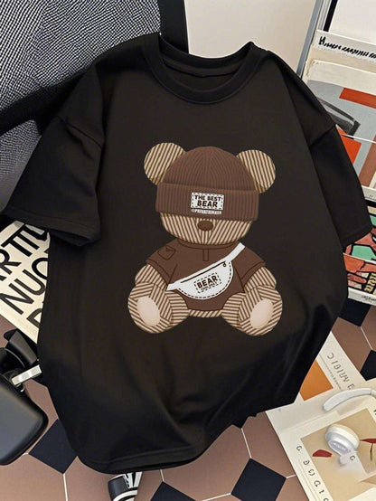 Camiseta urbana para hombre con estampado de oso y diseño urbano – Camiseta moderna para tiempo libre