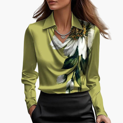 Dam Blus med vattenfallskrage – Elegant business- och fritidslook