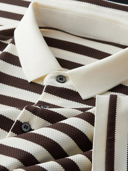 Męska koszulka polo z klasycznym wzorem w paski – krótki rękaw, elegancki styl casualowy