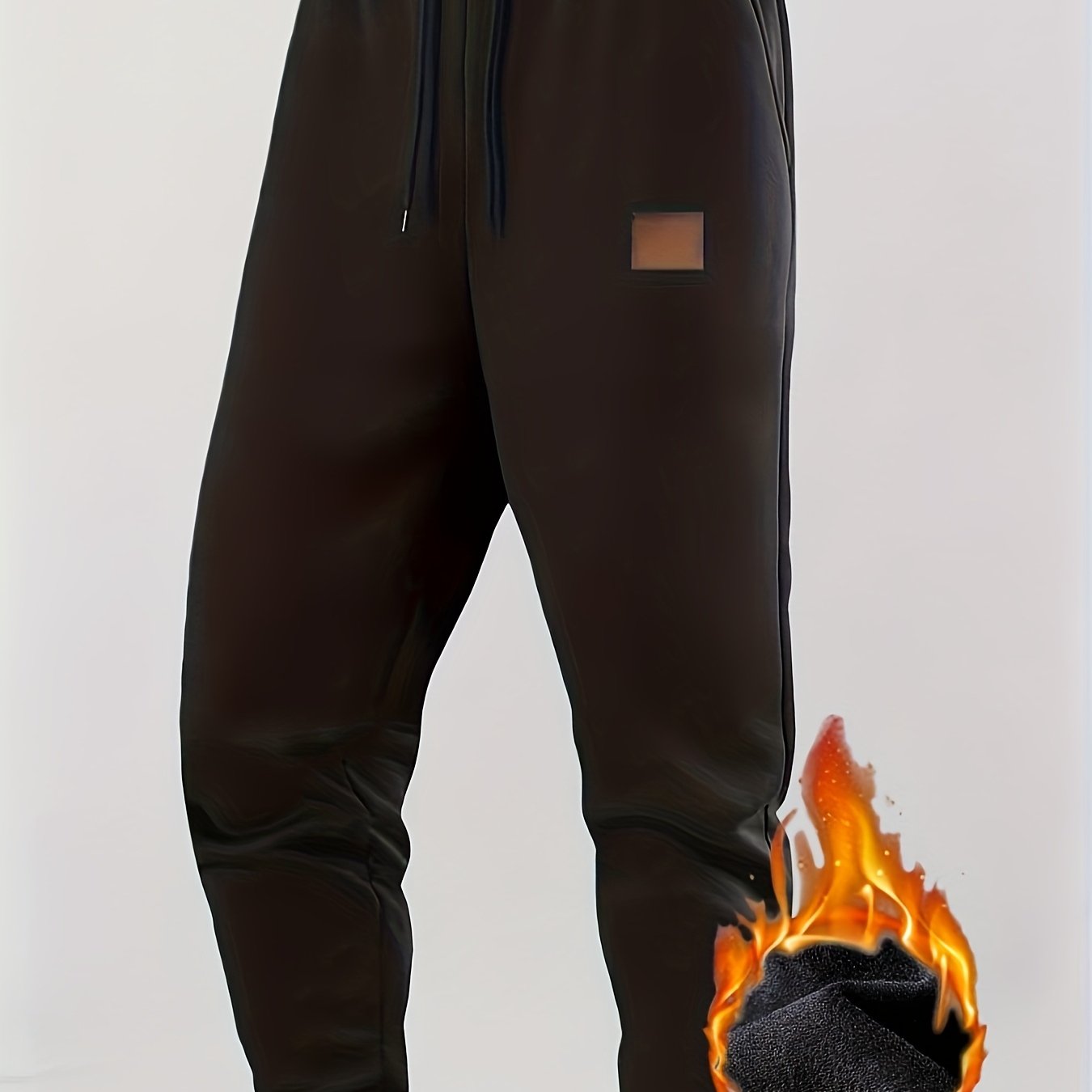 Herren Warme Jogginghose mit Fleecefutter, Kordelzug, Schwarz