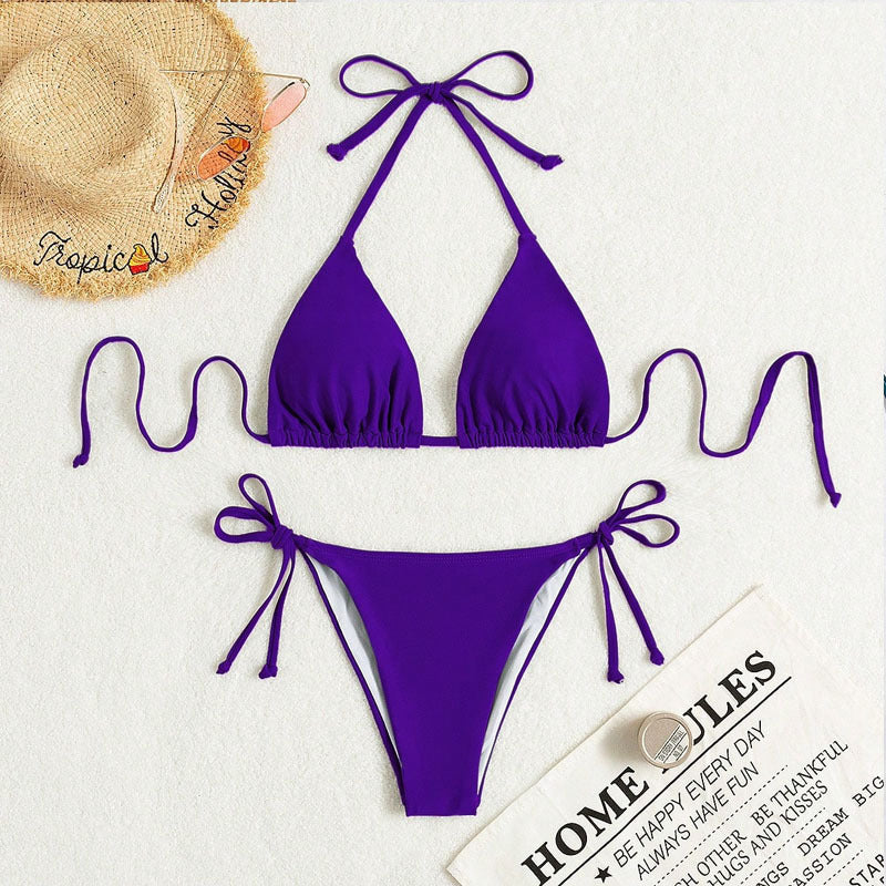 Anna – Farverig bundet halter-bikini