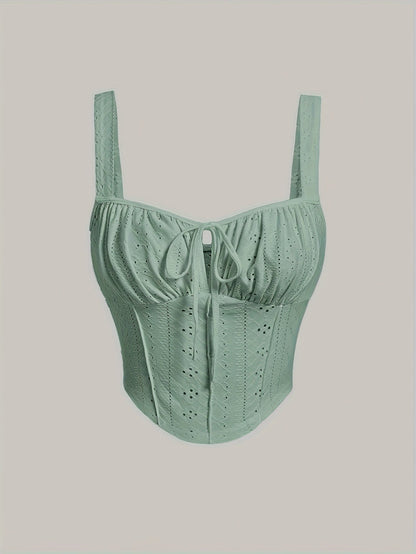 Damski top gorsetowy w stylu boho z ozdobnym sznurowaniem – modny bustier na wiosnę i lato