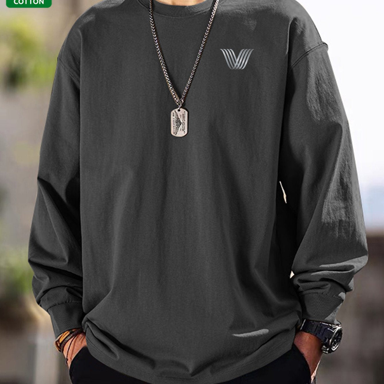 Maglia unisex a maniche lunghe, girocollo, casual