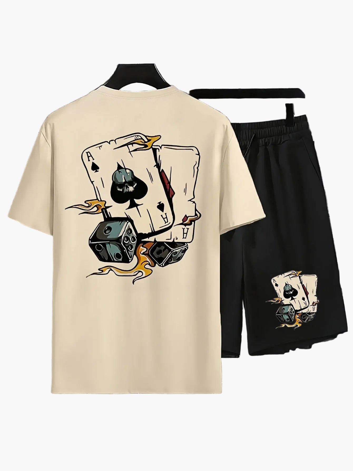 Ensemble t-shirt et short décontracté homme avec imprimé cartes – Tenue d'été pour se détendre