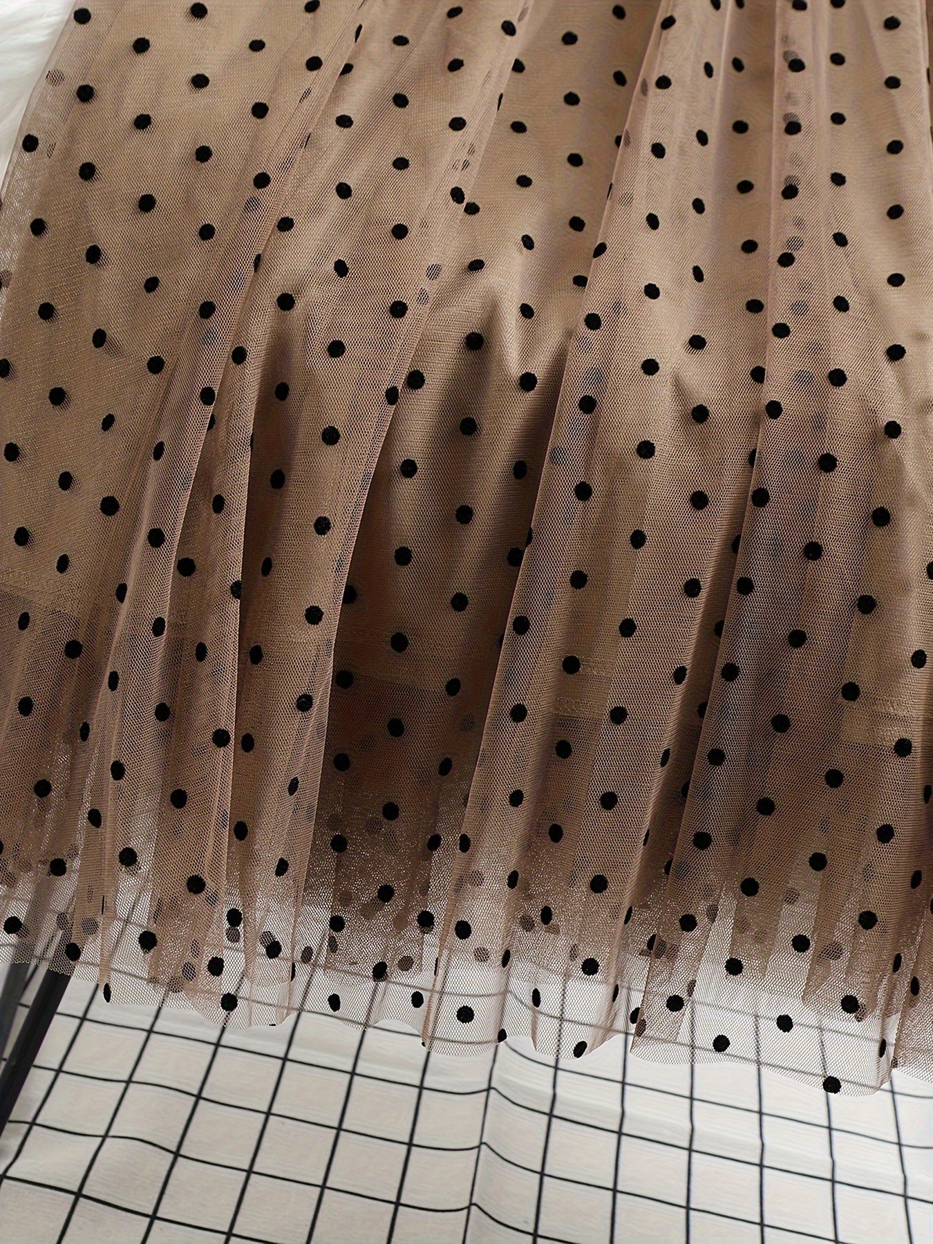 Gonna in tulle da donna con pois Elegante linea A Primavera/Estate Tempo libero