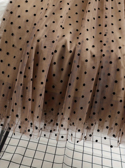 Gonna in tulle da donna con pois Elegante linea A Primavera/Estate Tempo libero