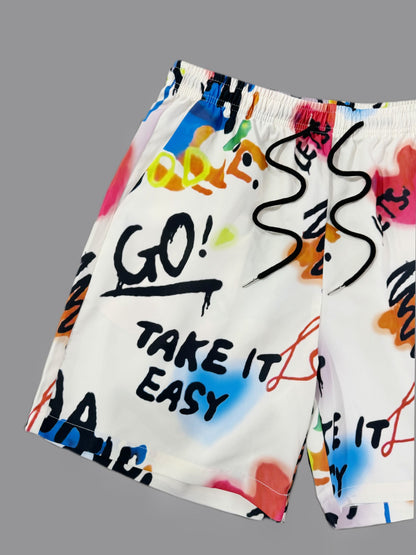 Herren Streetwear Shorts mit Graffiti-Print – Lässige Motivationsshorts für Freizeit und Sommer