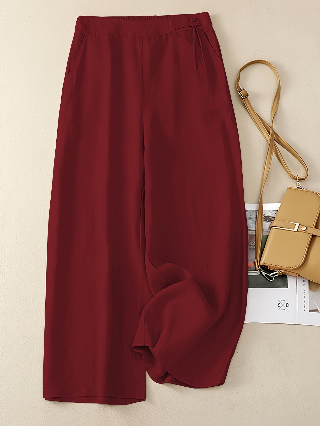 Pantaloni da tempo libero donna a gamba larga con vita alta e coulisse – Look estivo elegante per tutti i giorni e l’ufficio