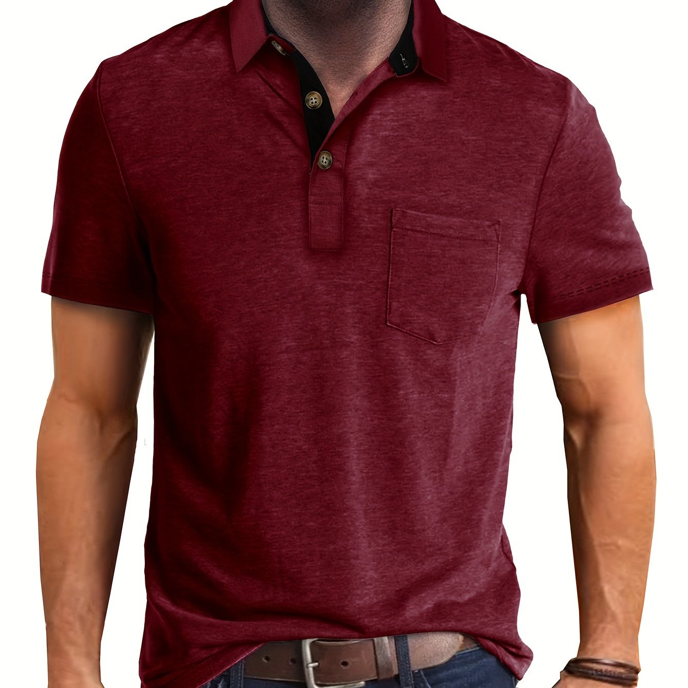 Polo uomo manica corta con taschino – Camicia casual moderna per tutti i giorni e il tempo libero