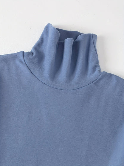 Rollkragen Langarmshirt 4er Set – Schwarz, Weiß, Grau, Hellblau