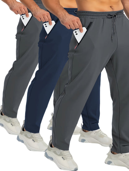 Set pantaloni da jogging uomo – comodi pantaloni sportivi casual con tasche con cerniera per tutti i giorni, sport e tempo libero
